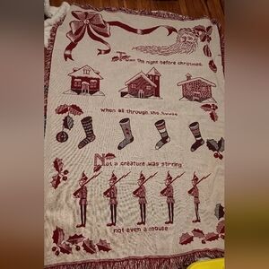 Vintage Woven Cotton Christmas Throw Blanket